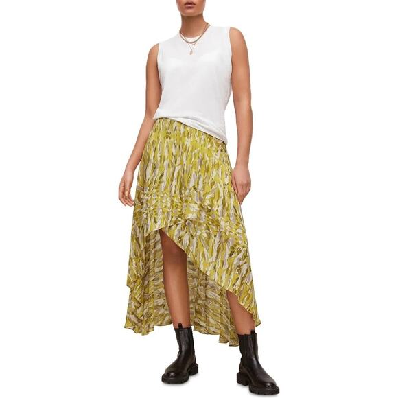 ALLSAINTS $229 Slavina Oniyuri High-Low Skirt in Yellow Size 6